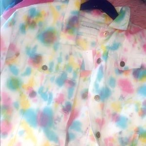 Oversized colorful jean jacket